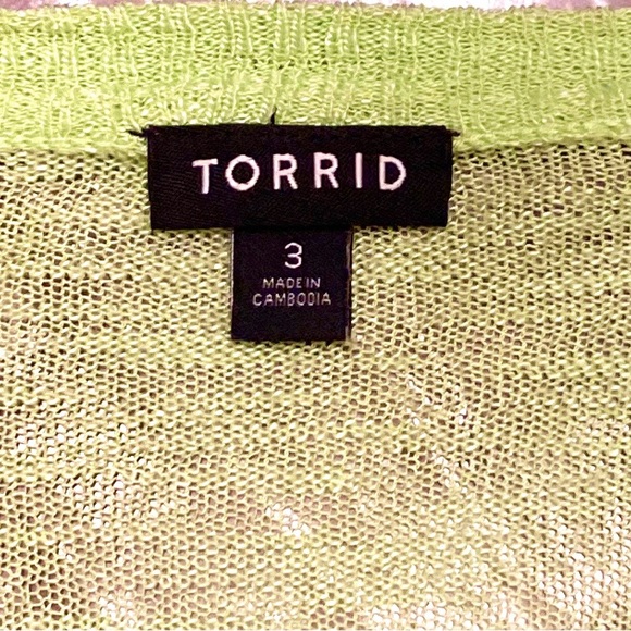 Torrid Lime Green Ribbed Knit Open Front Long Sleeve Thin Casual Cardigan SZ 3X - Picture 8 of 10